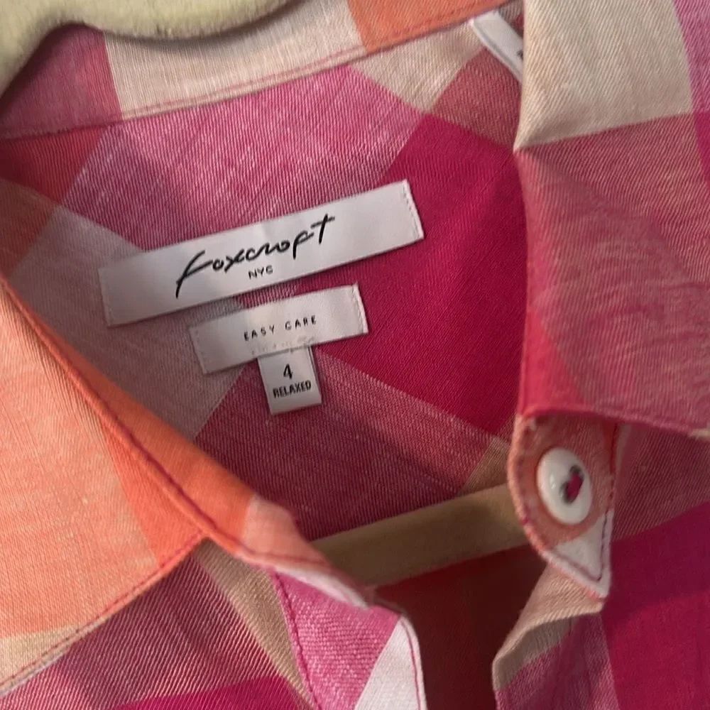 Foxcroft Linen Checkered Top 4 - Picture 7 of 7